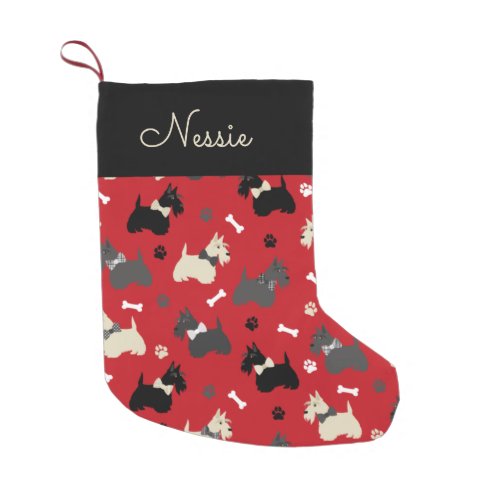 Christmas Scottish Terrier Red Small Christmas Stocking