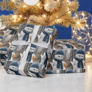 Christmas Scowling Snowman With a Bunny Wrapping Paper