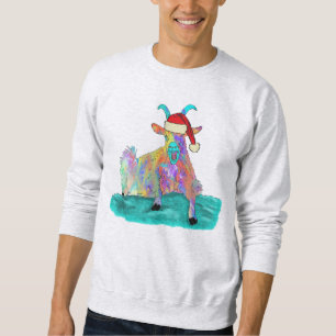 Christmas Screaming Goat Funny Colorful Animal Sweatshirt