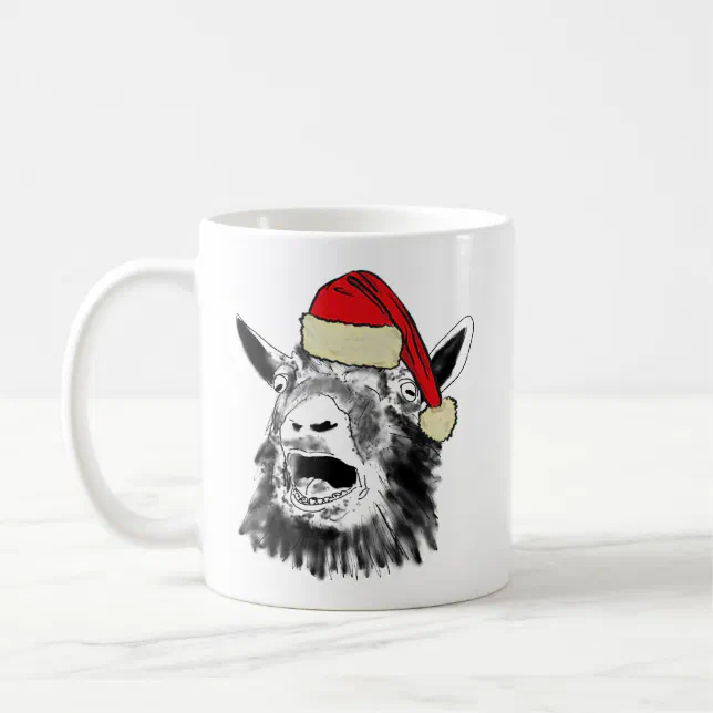 Christmas Screaming Goat illustration Coffee Mug Zazzle