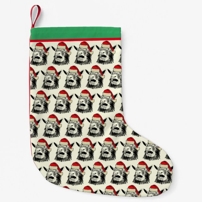 Christmas Screaming Goat  Small Christmas Stocking (Front)