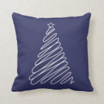 Christmas Scribble Tree Navy Blue White Throw Pillow<br><div class="desc">This throw pillow features white Christmas scribble tree with star on navy blue background on both sides.</div>