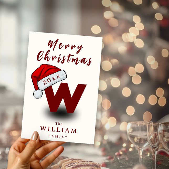 Christmas Script Family Name Monogram Non Photo Holiday Card (Christmas Script Family Name Monogram Non Photo Holiday Card)