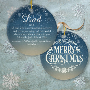 Christmas Script Father, Dad, Papa Definition Ceramic Ornament