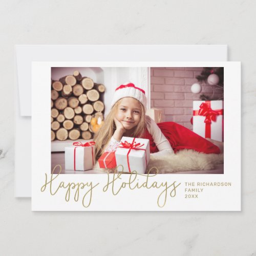 Christmas Script  Faux Gold Holiday Photo Card