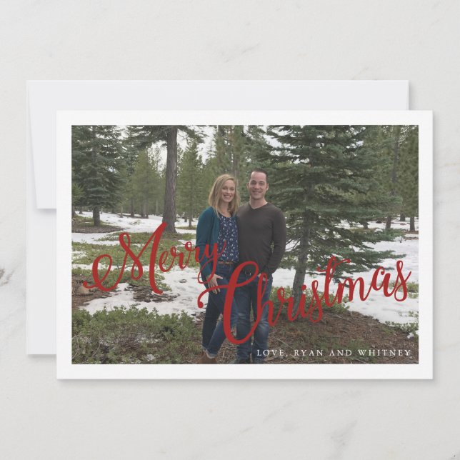 Christmas Script - Holiday photo card. Card (Front)