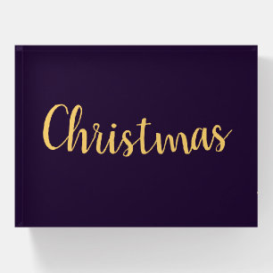 Christmas Script Rich Deep Bold Purple Background Paperweight