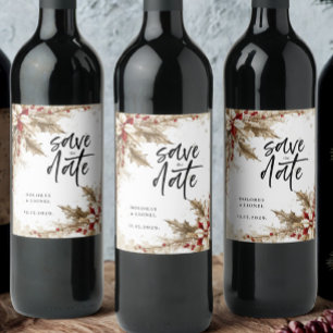 Christmas Script Save the date Wine Label