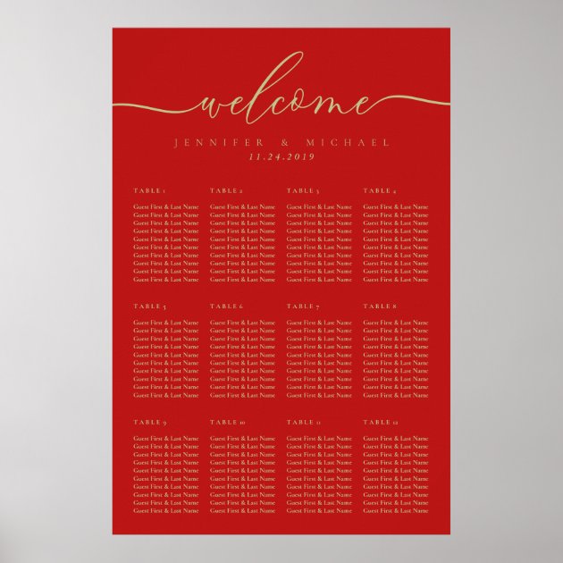 Christmas Script Welcome Wedding Table Seating Poster
