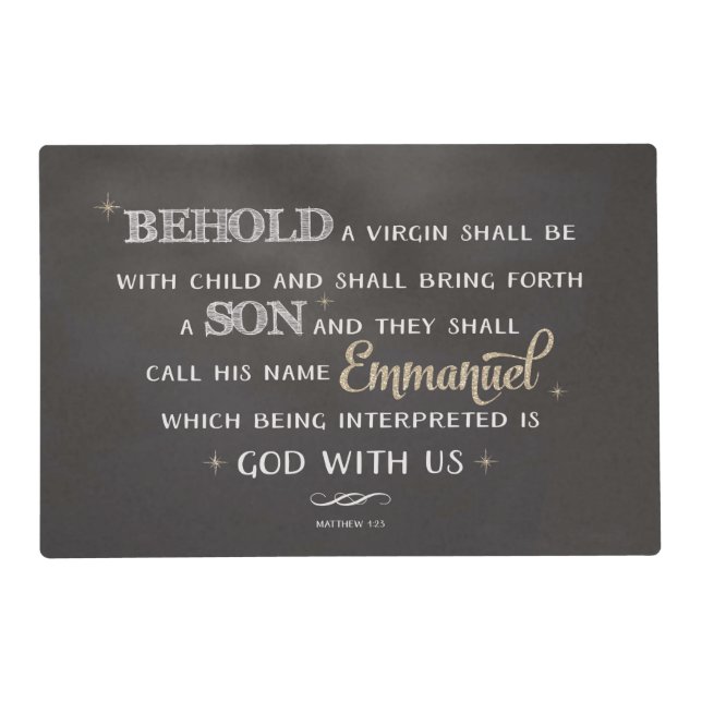 Christmas Scripture - BEHOLD Emmanuel Placemat (Front)