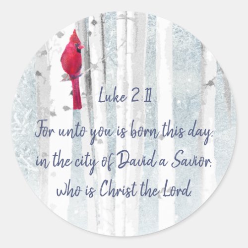 Christmas Scripture Luke 211 Cardinal Bird Classic Round Sticker