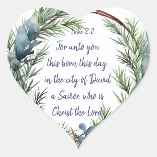 Christmas Scripture Luke 211 Cardinal Bird Heart Sticker