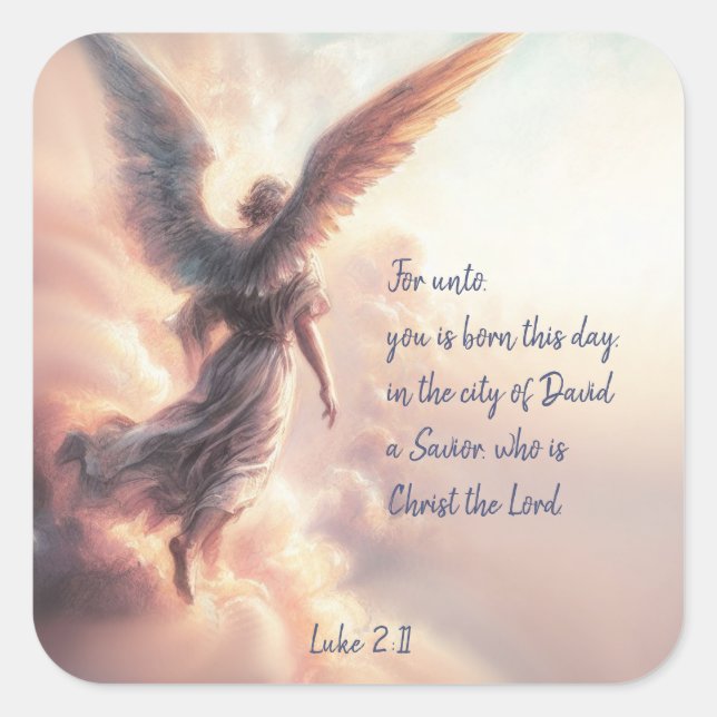 Christmas Scripture Luke 2:11 Cardinal Bird Square Sticker (Front)