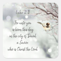 Christmas Scripture Luke 2:11 Winter Chickadee