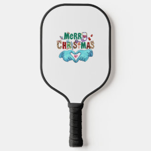 Christmas Scrub Merry Christmas Xmas Stethoscope N Pickleball Paddle
