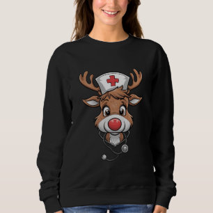 Christmas Scrub Top Reindeer Rubber Gloves Nurses