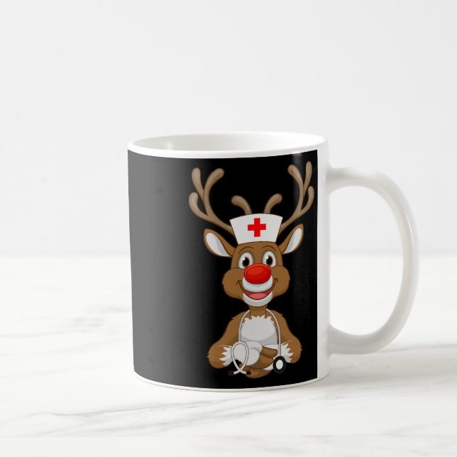Christmas Scrub Top Reindeer Scrubs Rubber Gloves  Coffee Mug (Right)