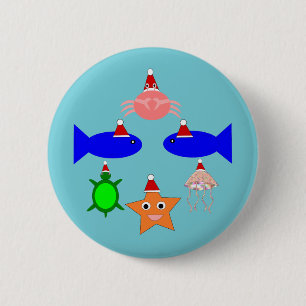 Christmas Sea Creatures Button