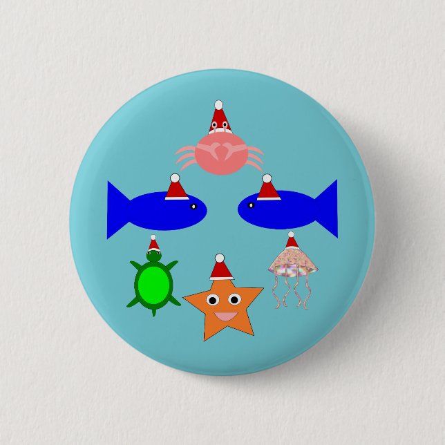 Christmas Sea Creatures Button (Front)