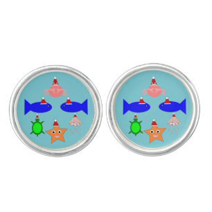 Christmas Sea Creatures Cufflinks