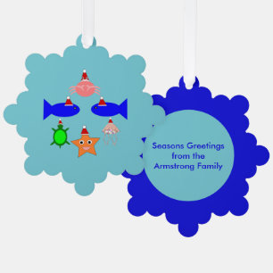Christmas Sea Creatures Custom Ornament Card