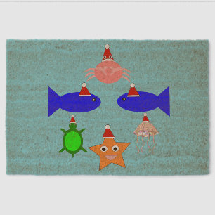 Christmas Sea Creatures Fiber Doormat