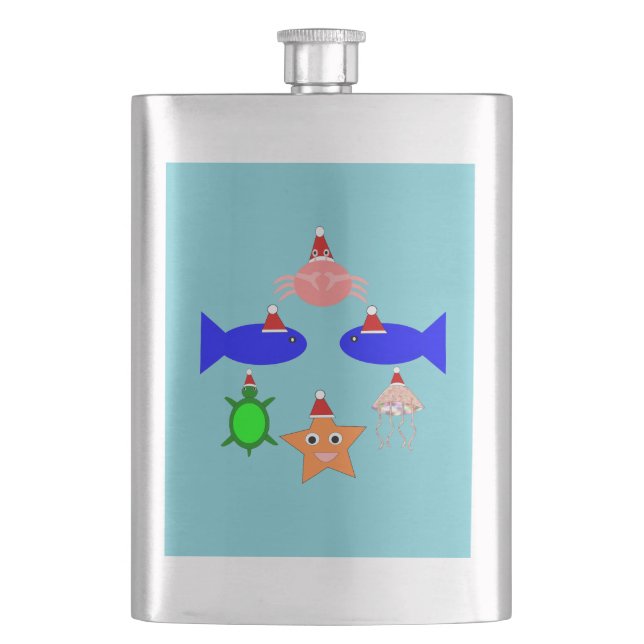 Christmas Sea Creatures Flask (Front)