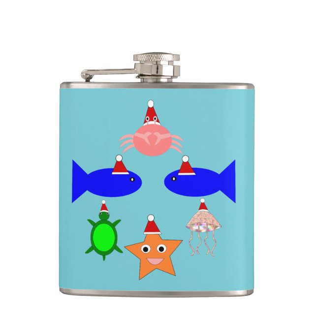Christmas Sea Creatures Flask (Front)