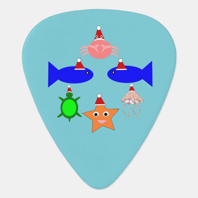 Christmas Sea Creatures Guitar Pick (Front)