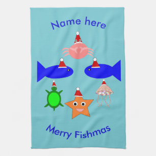 Christmas Sea Creatures Kitchen Towel