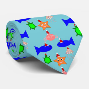 Christmas Sea Creatures Neck Tie