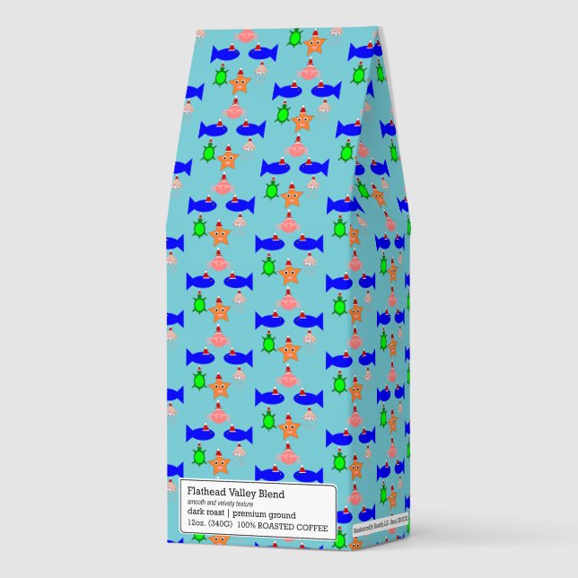 Christmas Sea Creatures Patterned Roasted Coffee (Front)