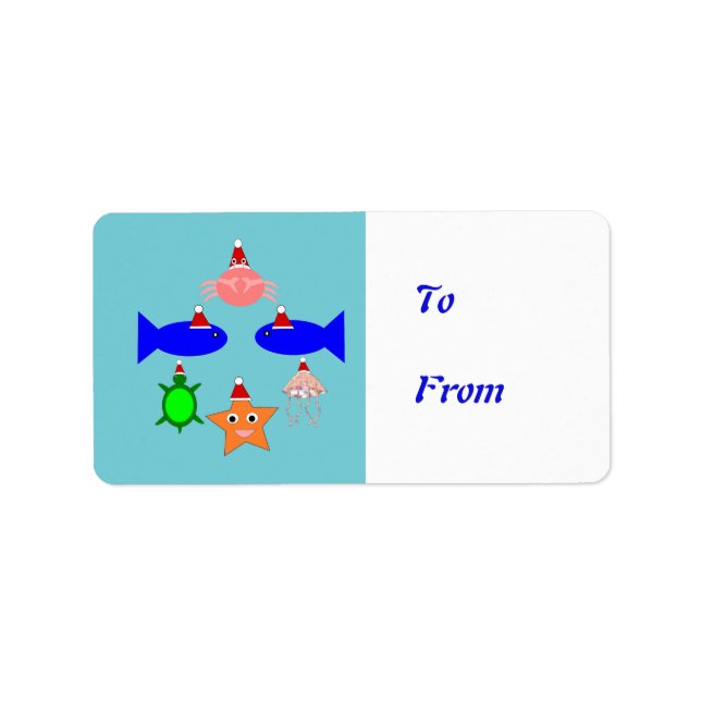 Christmas Sea Creatures Personal Present Tag (Front)