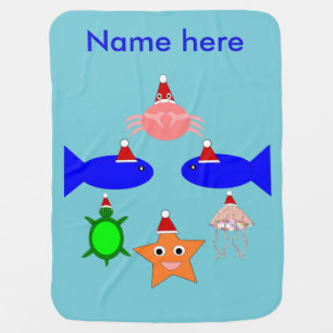 Christmas Sea Creatures Personalized Baby Blanket