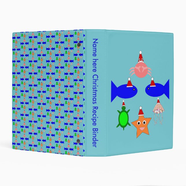 Christmas Sea Creatures Personalized Recipe Mini Binder (Background)
