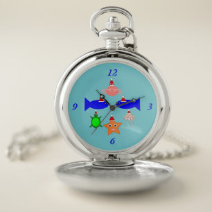 Christmas Sea Creatures Pocket Watch