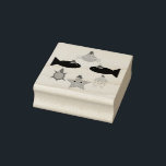 Christmas Sea Creatures Rubber Stamp<br><div class="desc">This awesome wood art stamp features a collection of sea creatures wearing santa hats. The marine animals include a pair of blue fish,  a cheeky looking little pink crab,  a yellow starfish,  a sparkly jellyfish and a cute little green turtle.</div>