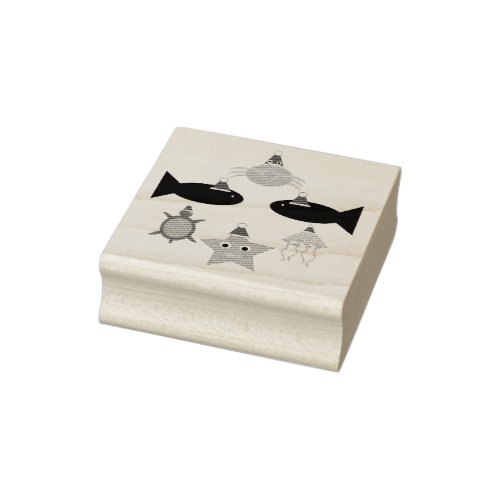 Christmas Sea Creatures Rubber Stamp