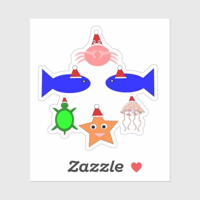 Christmas Sea Creatures Sticker (Sheet)