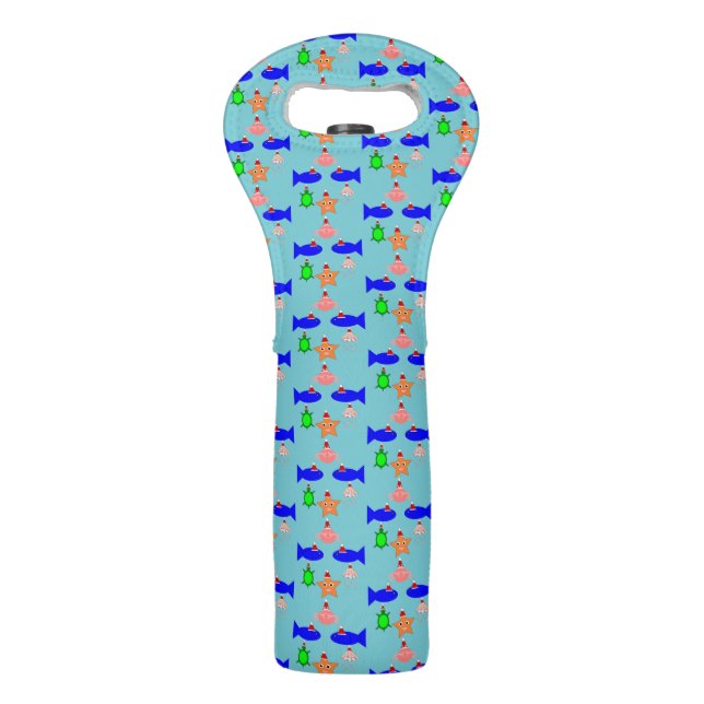 Christmas Sea Creatures Wine Bag (Front)
