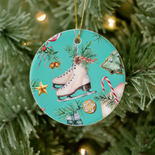 Christmas Sea Green Cookies Skate Holiday Ornament