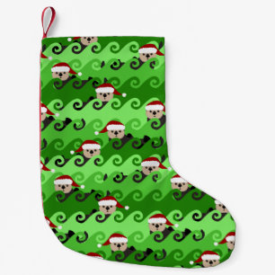 Christmas Sea Otters Green Waves Small Christmas Stocking