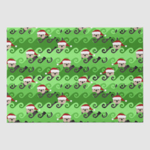 Christmas Sea Otters Green Waves Tissue Paper