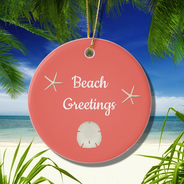  Christmas Sea Shell Beach Pink Ceramic Ornament (Creator Uploaded)