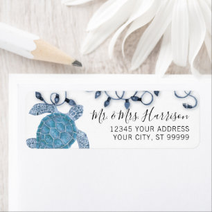 Christmas Sea Turtle Beach Blue Lights Script Label