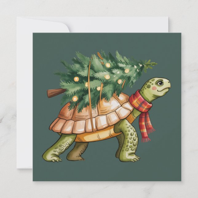 Christmas Sea Turtle Lover Gift Xmas Tree Holiday Card (Front)