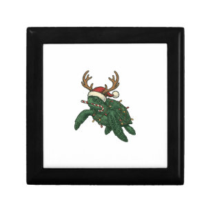 Christmas Sea Turtle Reindeer Vintage Engraving De Gift Box