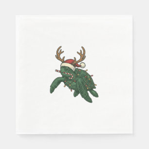 Christmas Sea Turtle Reindeer Vintage Engraving De Napkins