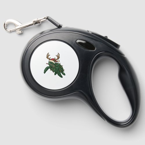 Christmas Sea Turtle Reindeer Vintage Engraving De Retractable Pet Leash