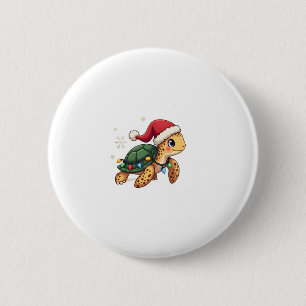 Christmas Sea Turtle Santa Xmas Men Women Boys Gir Button